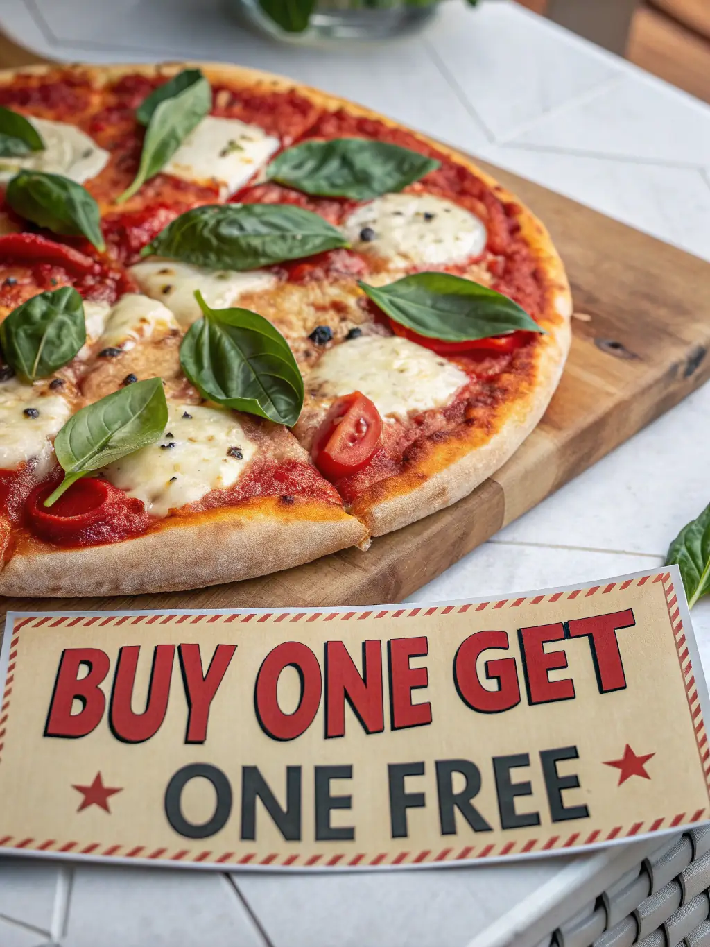 A close-up image of a 'Pepperoni Feast Pizza' with generous slices of pepperoni, melted cheese, and a slightly charred crust, highlighting its savory and indulgent nature.